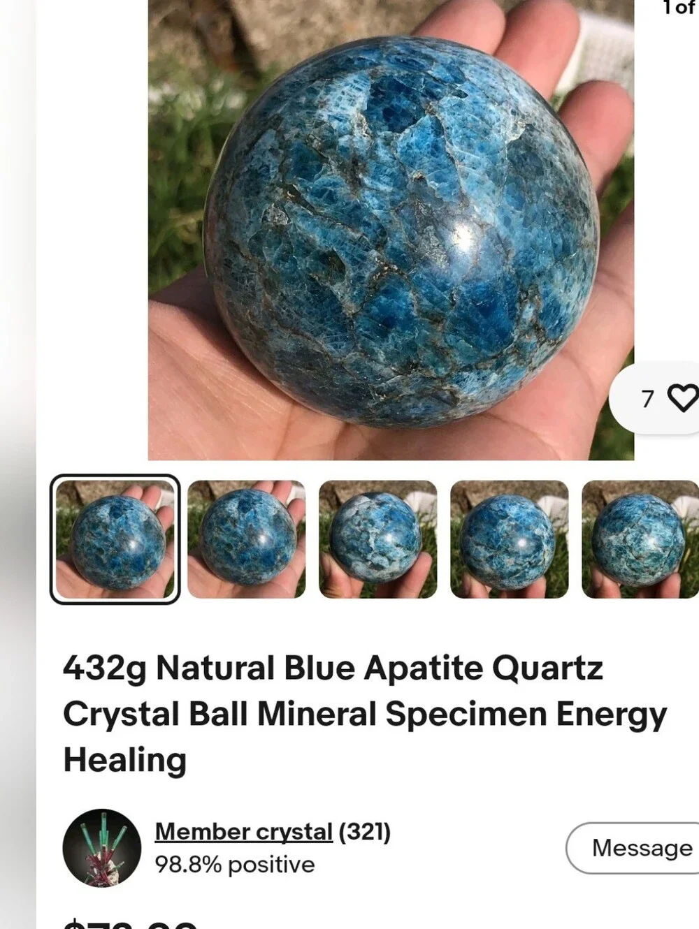 Vintage 90's Blue Apatite Crystal Sphere Orb- 838g