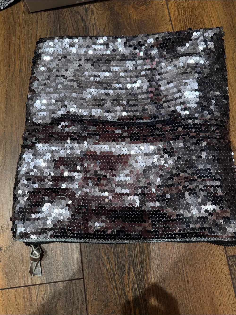 Sequin Zip Clutch - Silver Sparkle