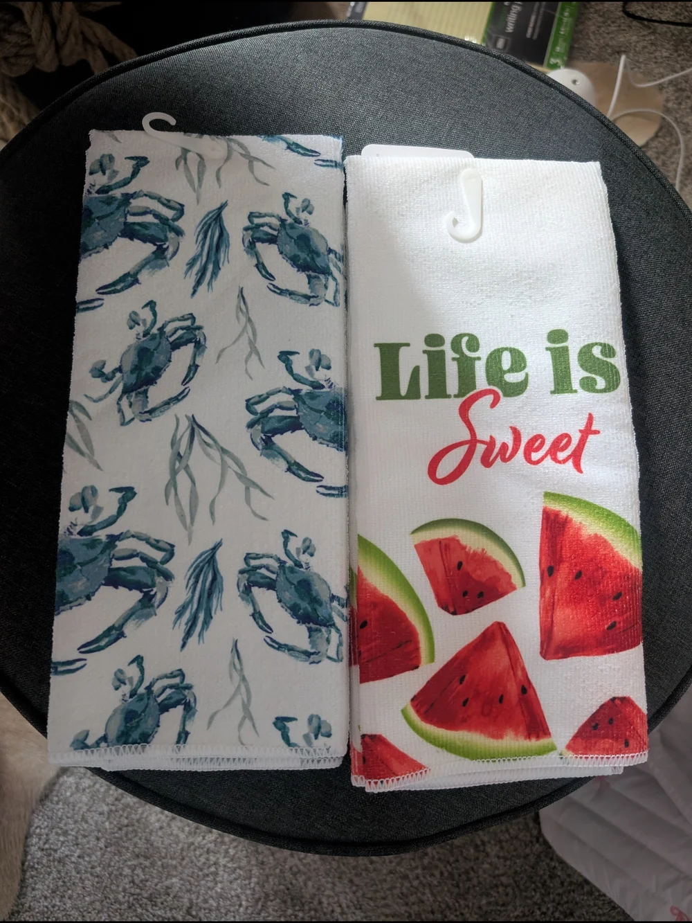 Set of 2 Kitchen Towels - Crab Print & Watermelon 
