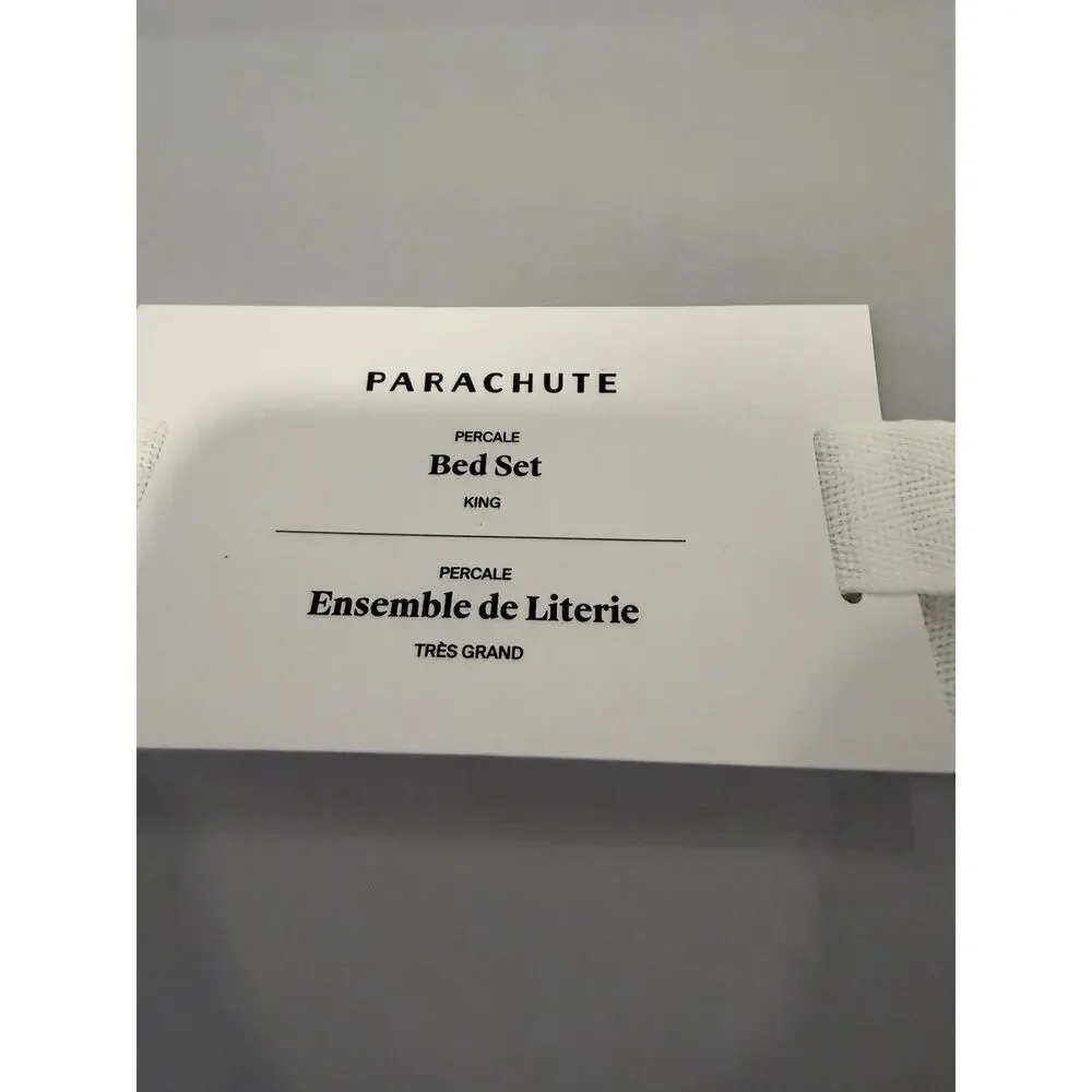 PARACHUTE Percale 4 Piece Sheet Set Light Grey Cotton- King Sz NWT $300