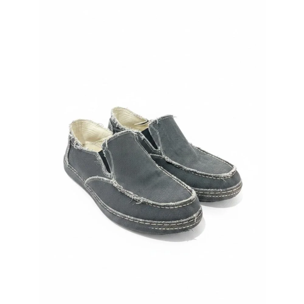 Tony Lama Canvas Slip On Shoes Mens 9.5D Gray Distressed Casual Loafers