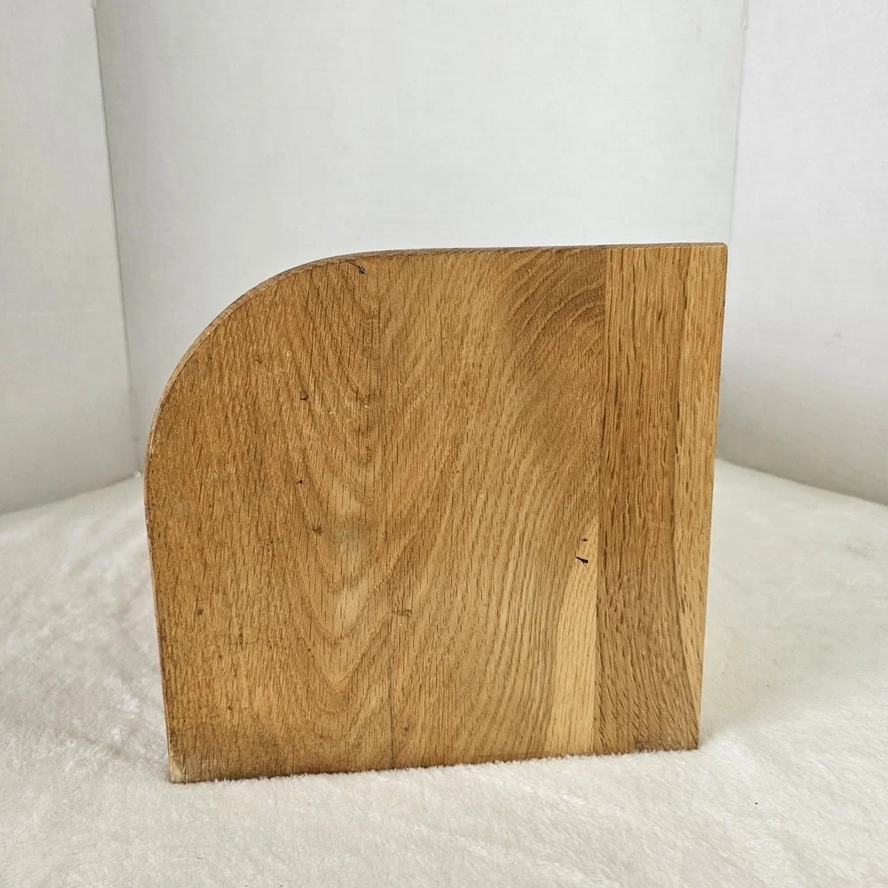 Vintage Natural Oak Roll Top Tambour Door Bread Box 16
