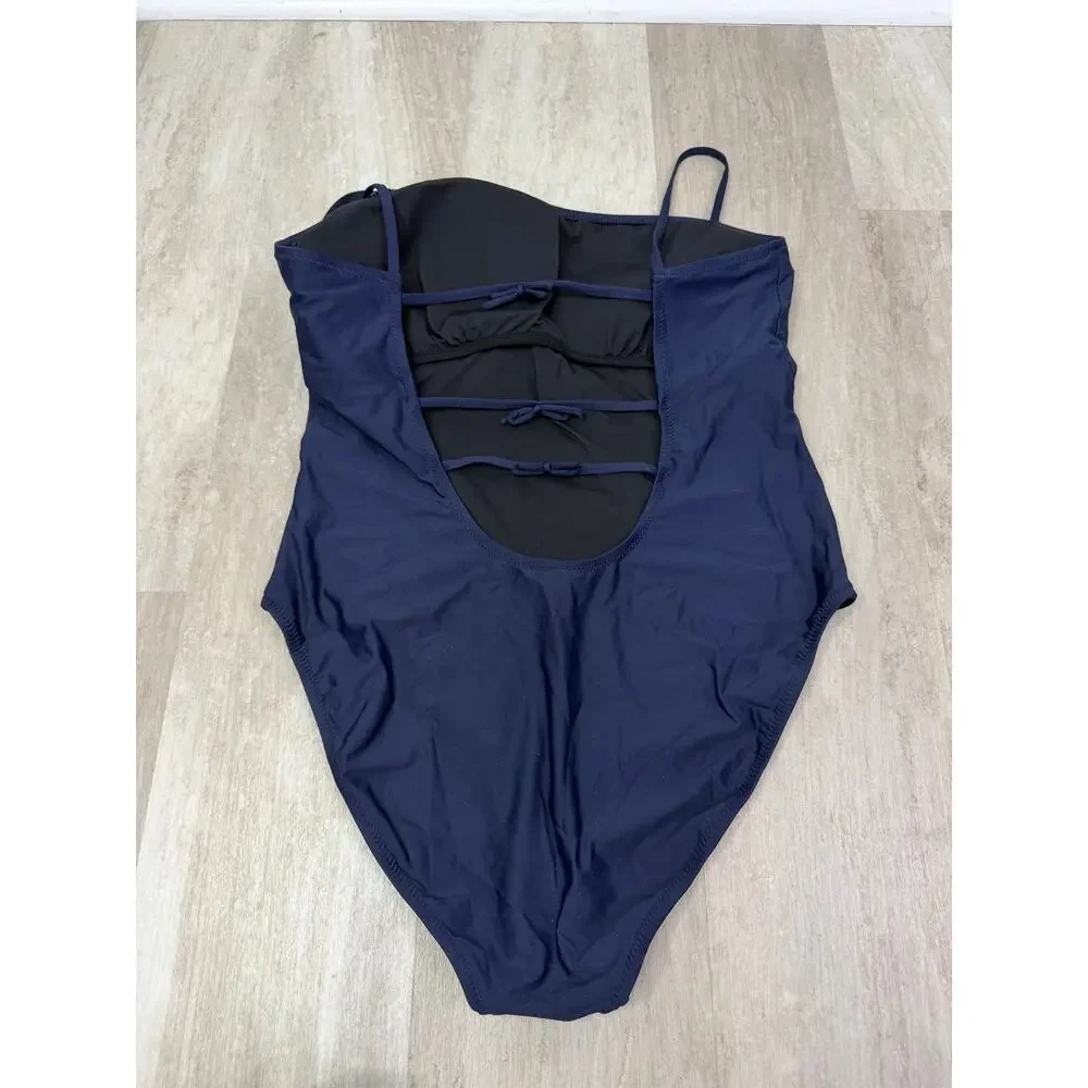 J.Crew Maggie Baby Bow Back One Piece Swimsuit Navy Size 16