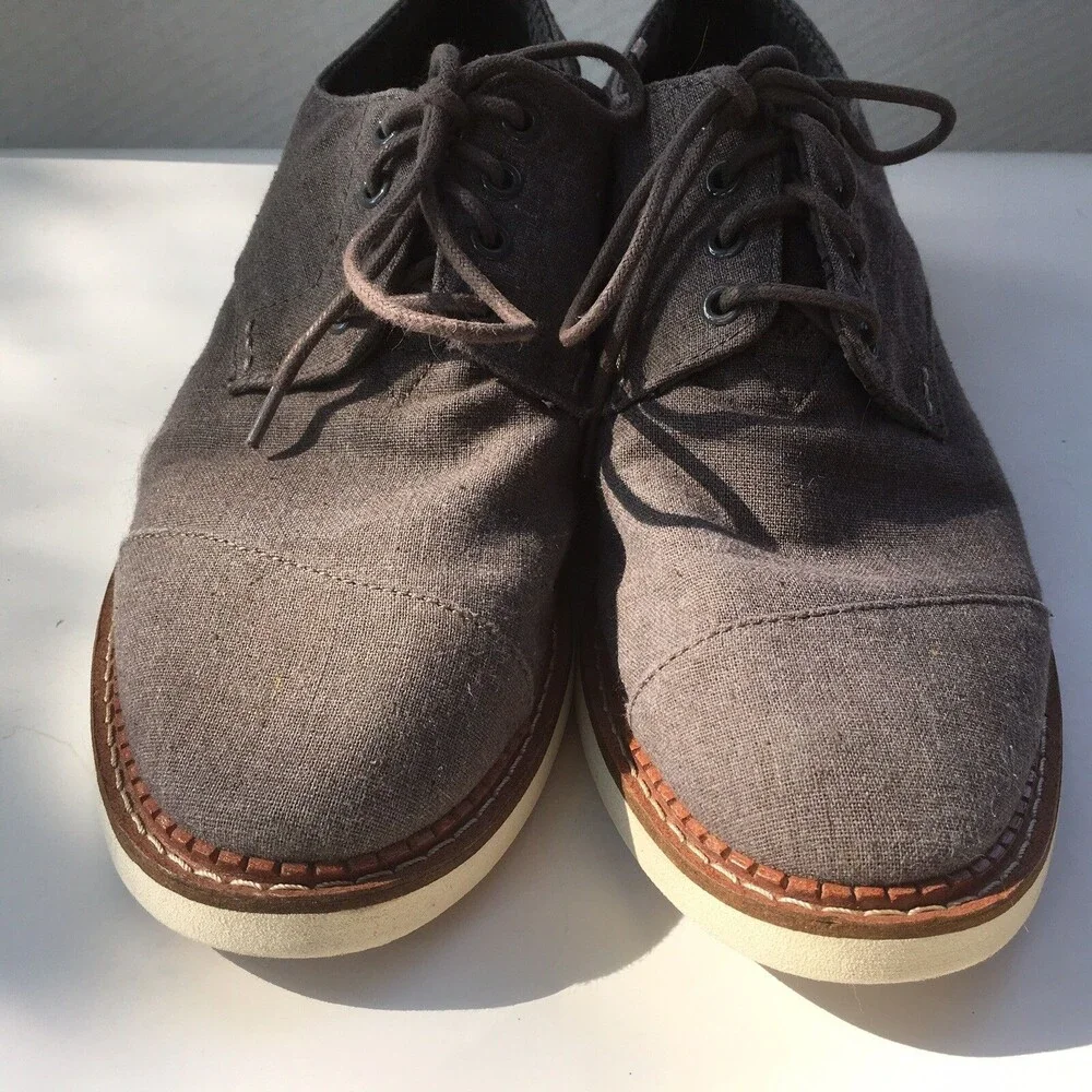 Toms Canvas Lace Up Loafer Dress Shoes Size 9 Mens