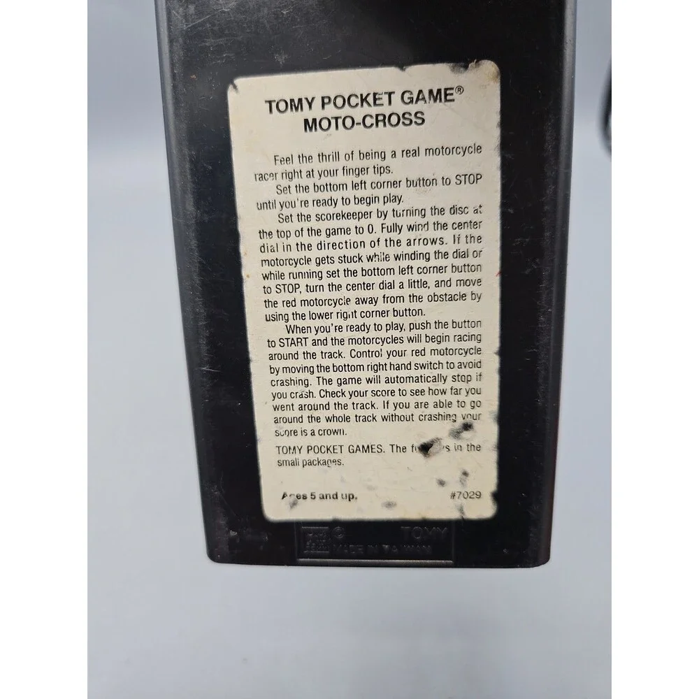 Vintage 1987 Tomy Pocketfuls Moto-Cross Pocket Game Handheld Toy Tested