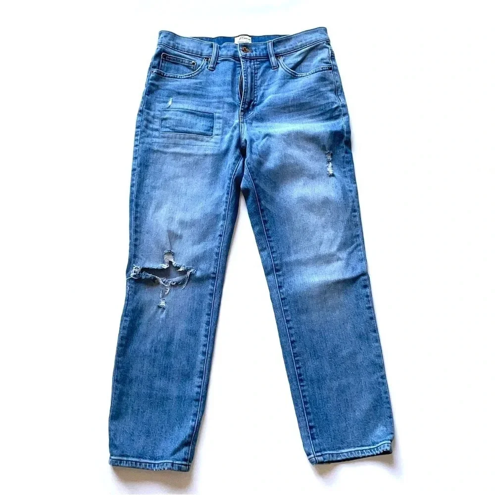 J. Crew High Rise Distressed Vintage Cropped Jeans Size 29