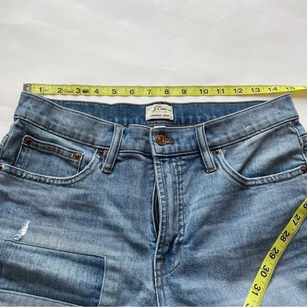 J. Crew High Rise Distressed Vintage Cropped Jeans Size 29