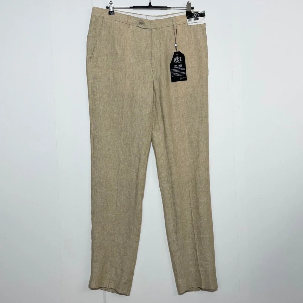 Joseph Abboud Pants Mens 36x34 Beige Linen Slim Fit Joe Textured Beachy NEW