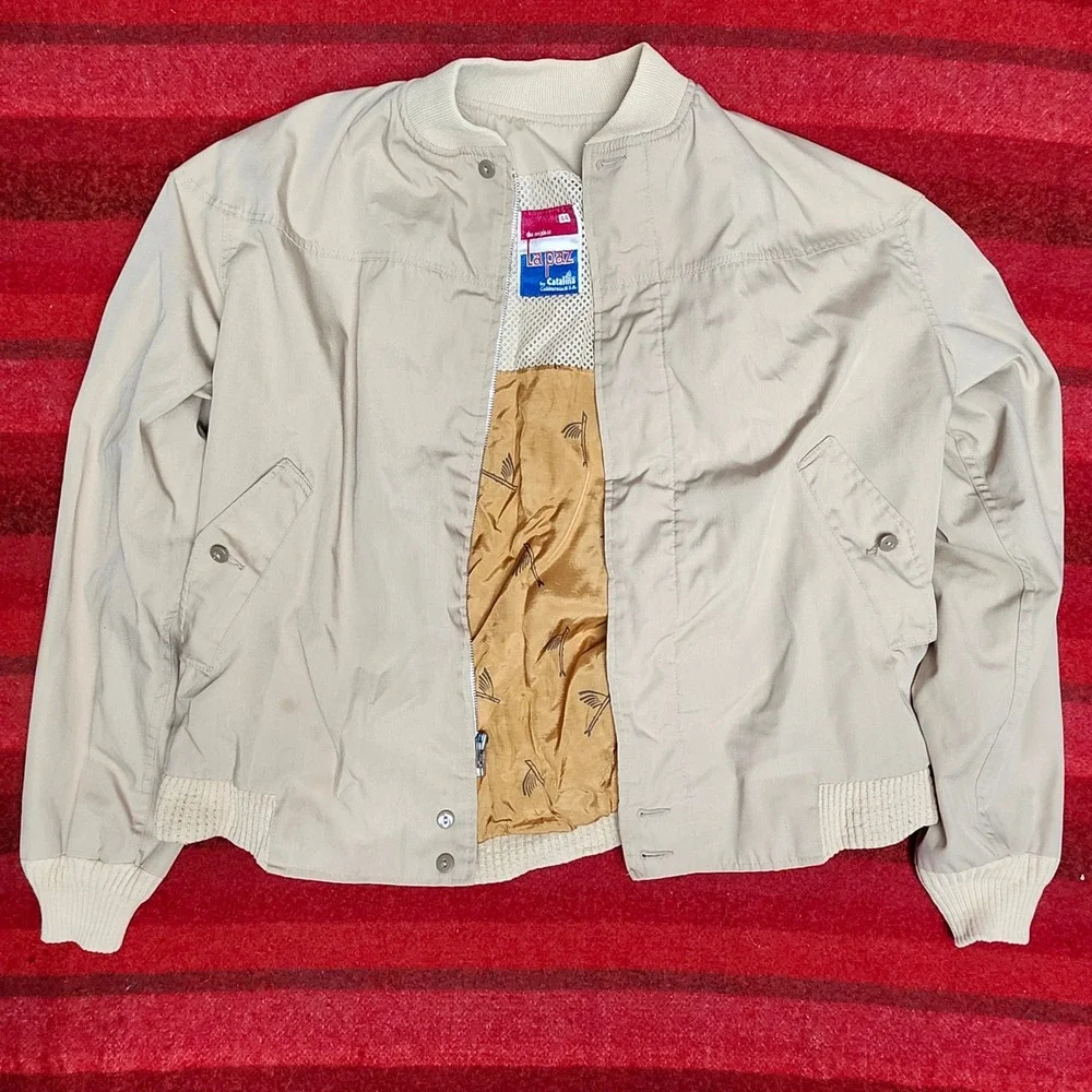 Vintage Bomber Jacket Catalina La Paz  Mens 44  Tan Lightweight Western