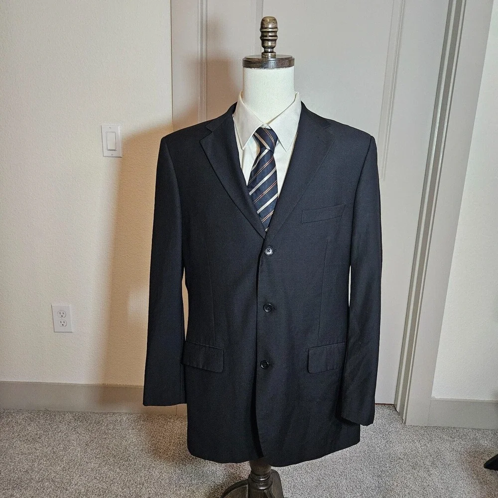 Giorgio‎ Ghanni Suit Blazer Men 42L Merino Wool Super 140's Lana Lux Italy Black