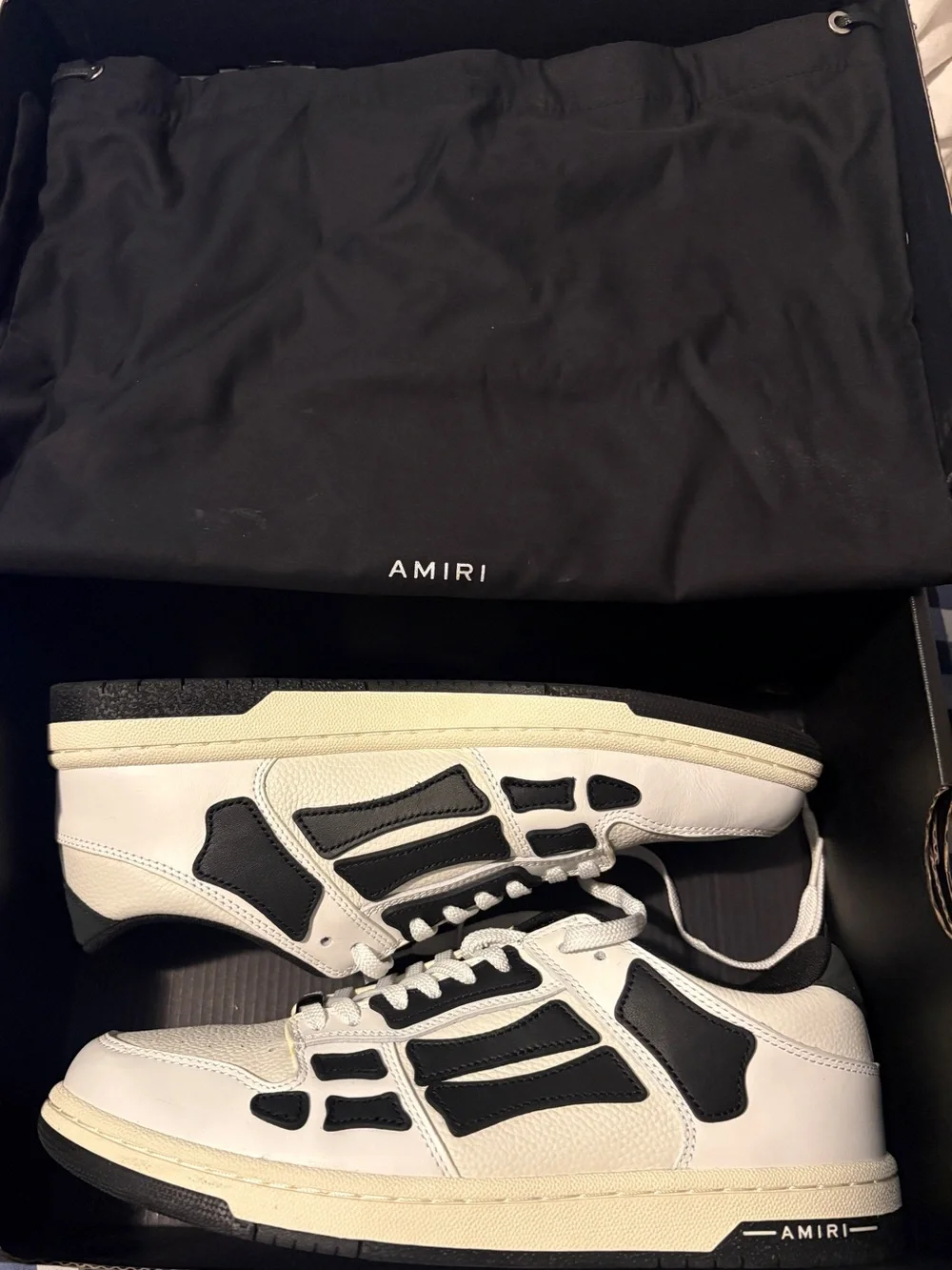 AMIRI Men’s White and Black Low-Top Leather Sneaker