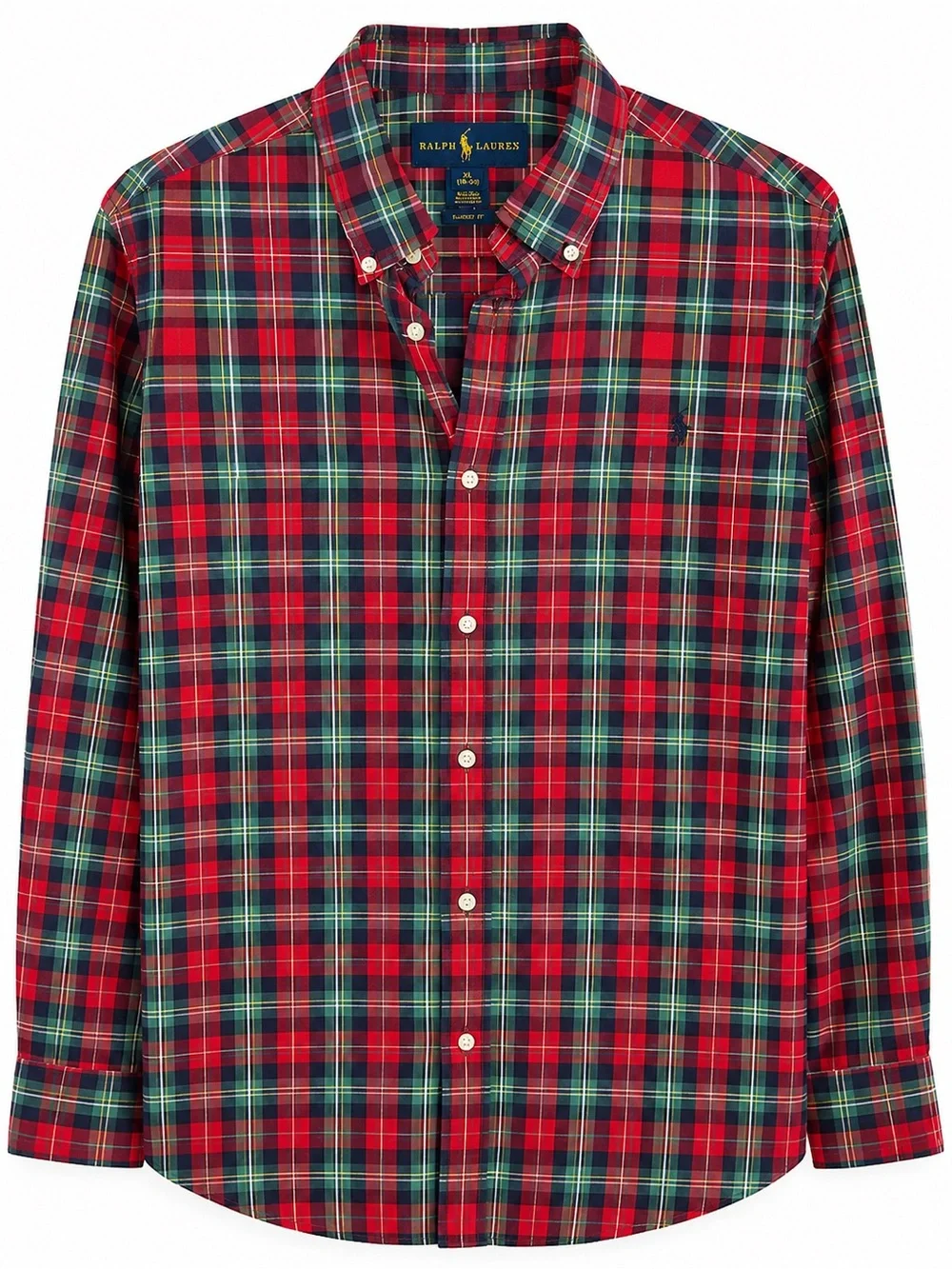 Ralph Lauren Red and Green Tartan Button-Down Shirt