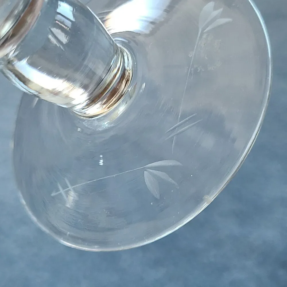 Vintage Etched Footed Pedestal Bud Vase Floral Etching Flared Top Very Elegant