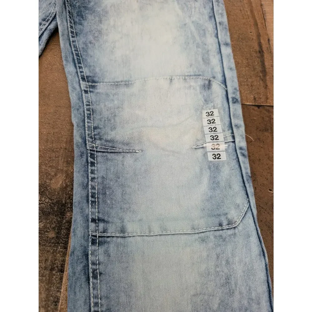WT02 Stretch Tech Skinny Jeans Light Sand Blue 32x30 New