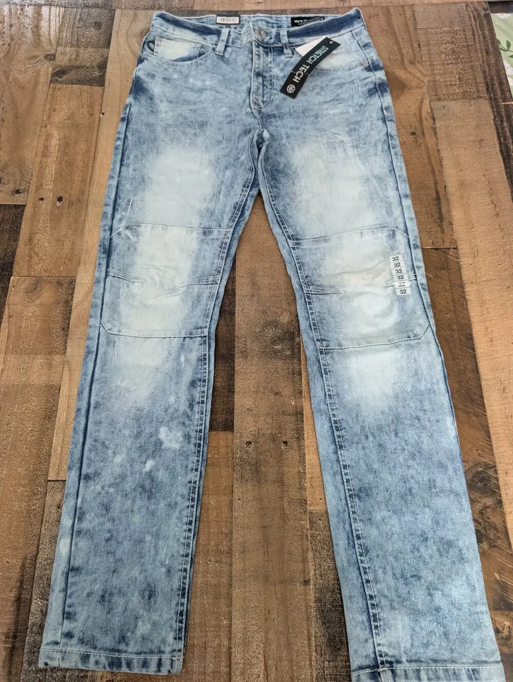 WT02 Stretch Tech Skinny Jeans Light Sand Blue 32x30 New