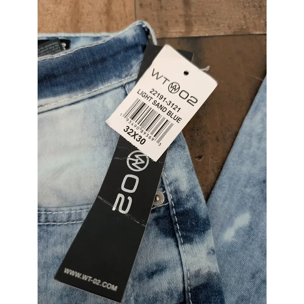 WT02 Stretch Tech Skinny Jeans Light Sand Blue 32x30 New