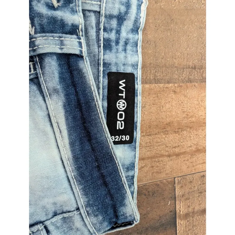 WT02 Stretch Tech Skinny Jeans Light Sand Blue 32x30 New