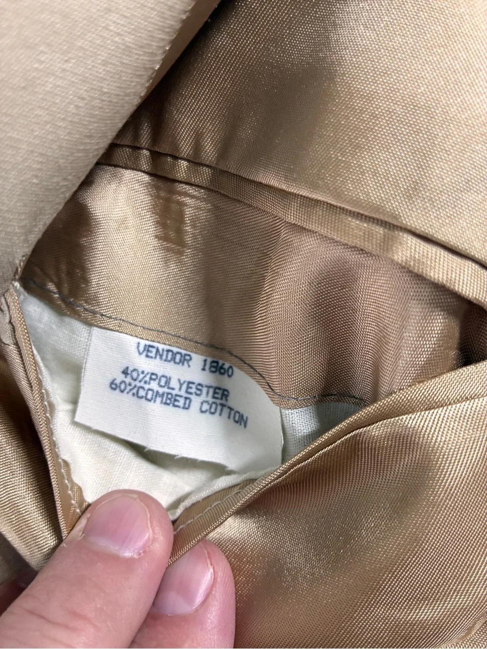 Vintage LL Bean Mens Sport Coat Blazer 48L Khaki Combed Cotton Made In USA Flaws