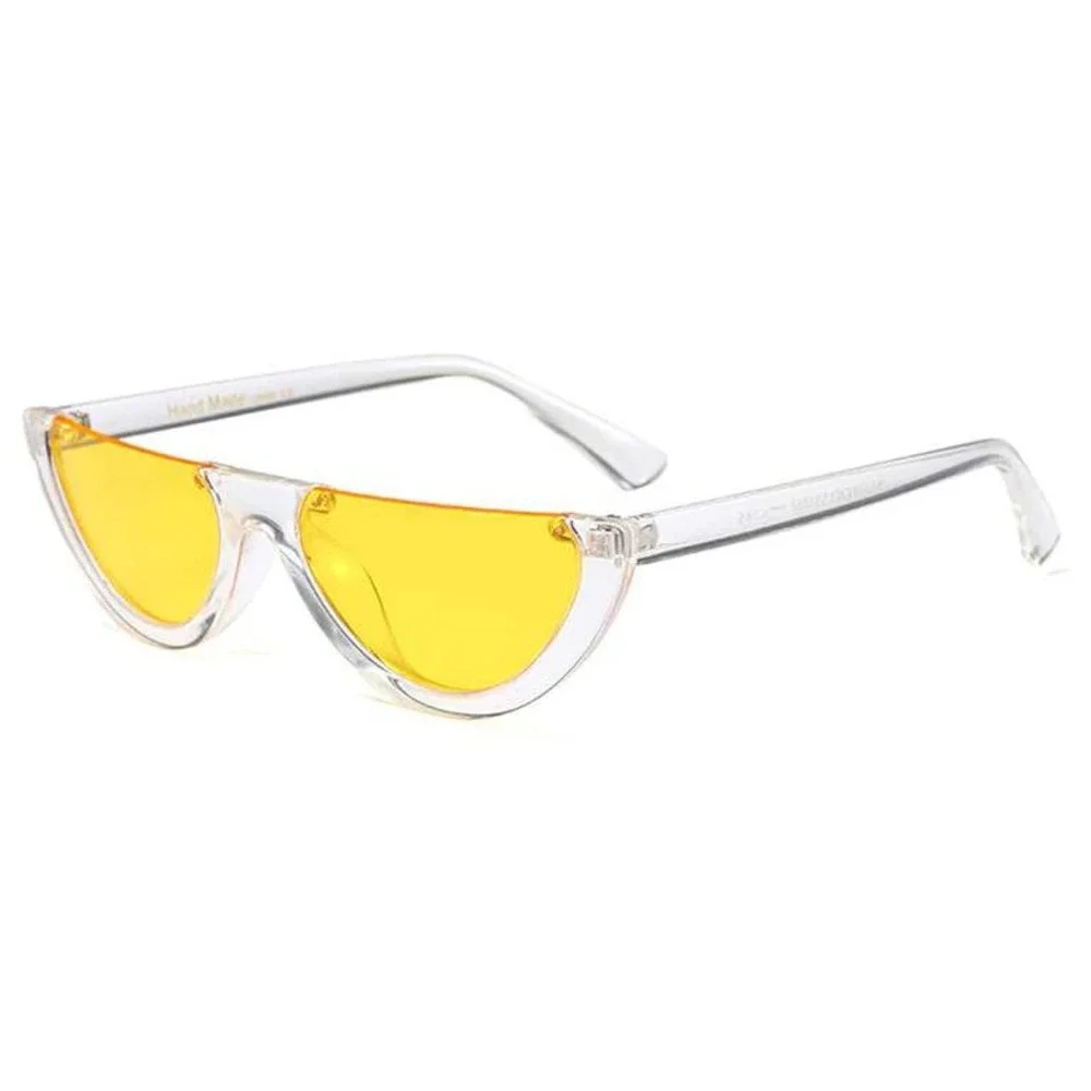 Retro Half Frame‎ Sunglasses Women Trendy Fashion Orange Lens Clear Frame