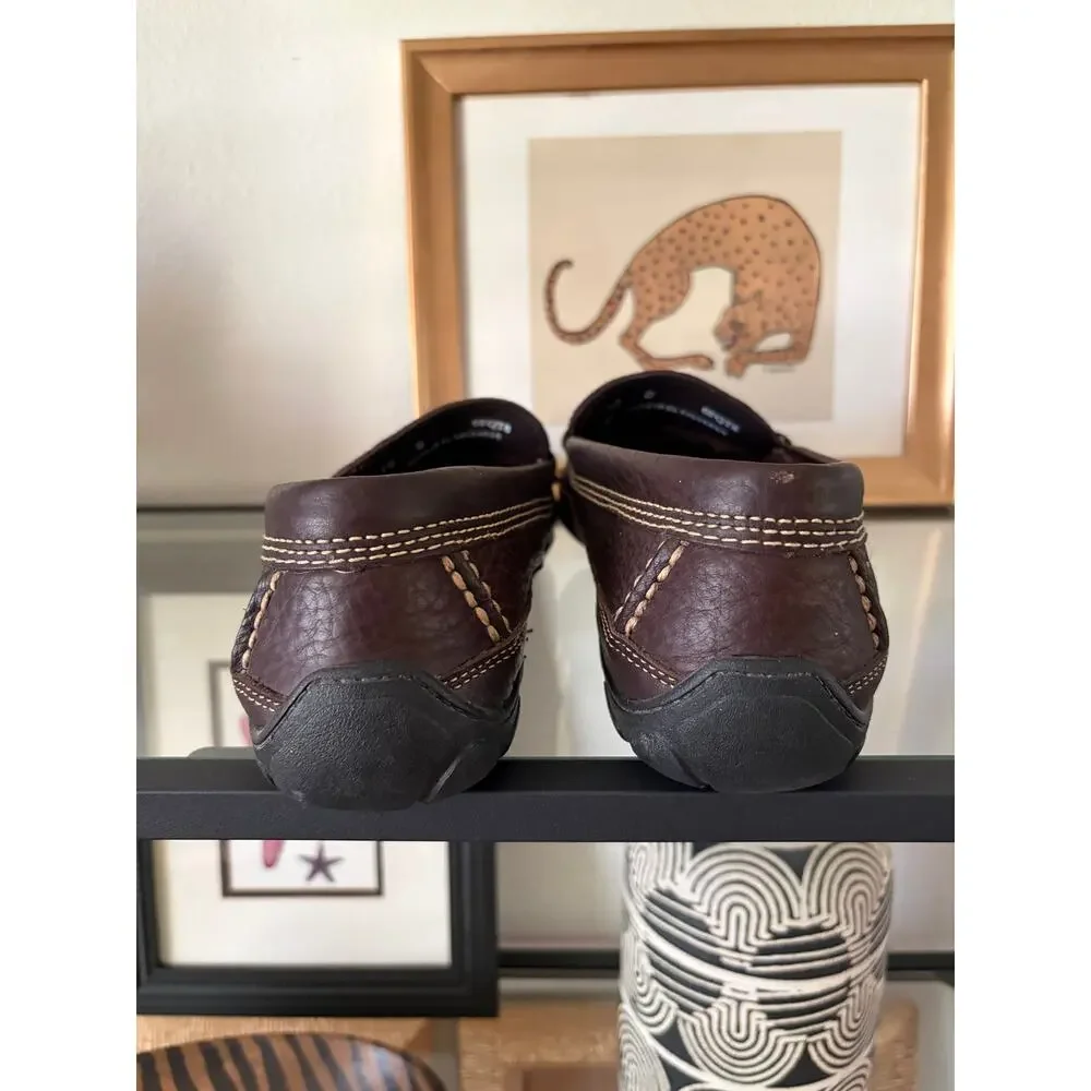 L.L.Bean Mens 10 D Brown Leather Penny Loafers Vibram Driving Moc Slip On Shoes