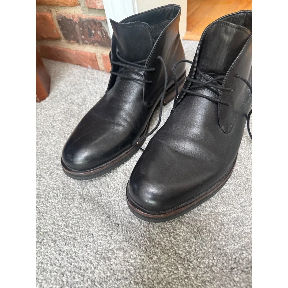 Saks Fifth Avenue Rimini Mens Black Leather Chukka Ankle Boots Size 12M