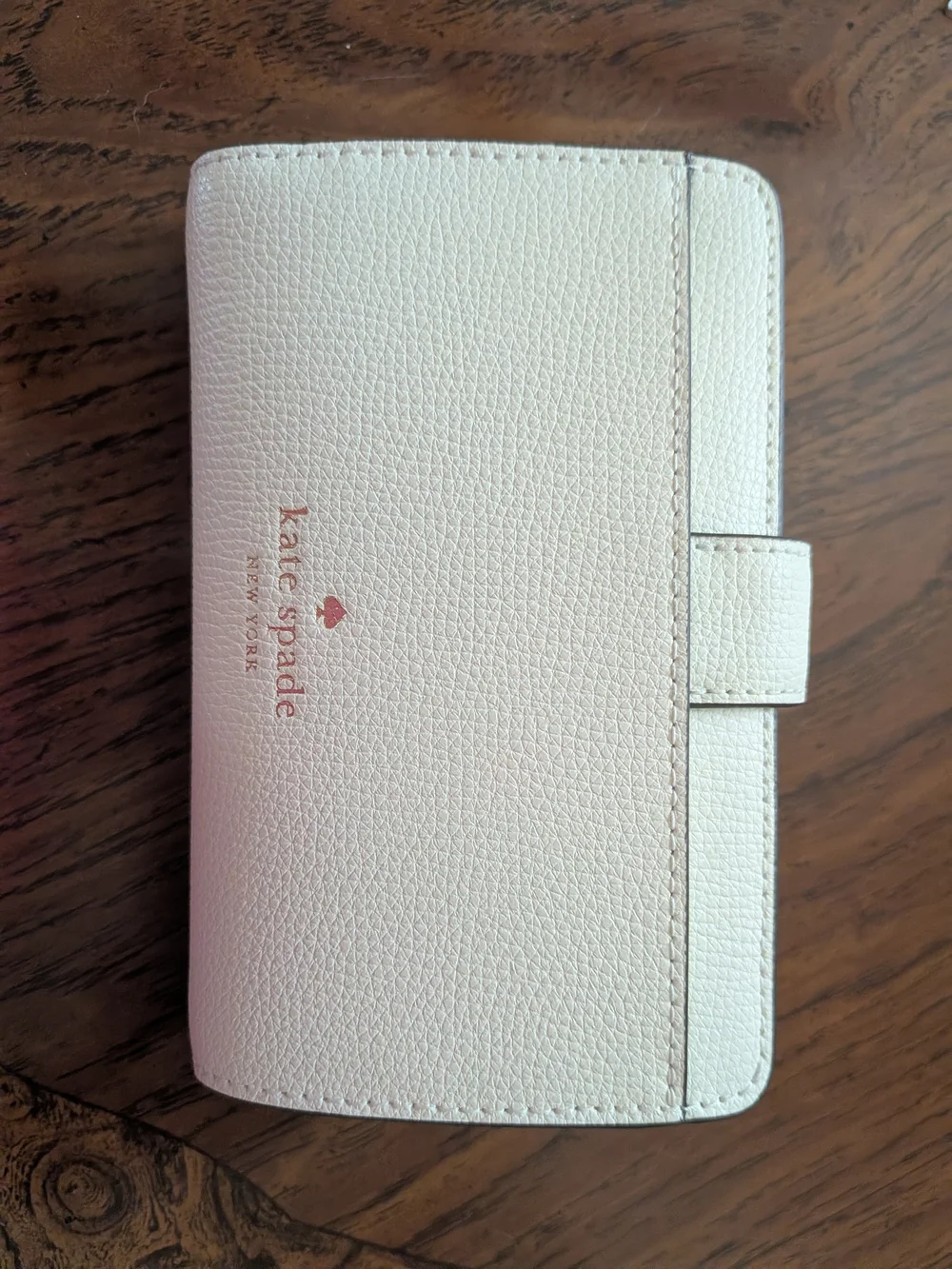 kate spade White Leather Wallet with Gold Turnlock