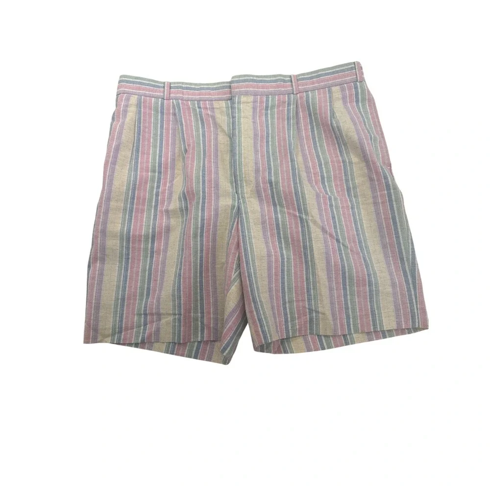 Otters Creek Mens Vintage Pleated Striped Shorts Pastel Pink Blue Multi Color 38