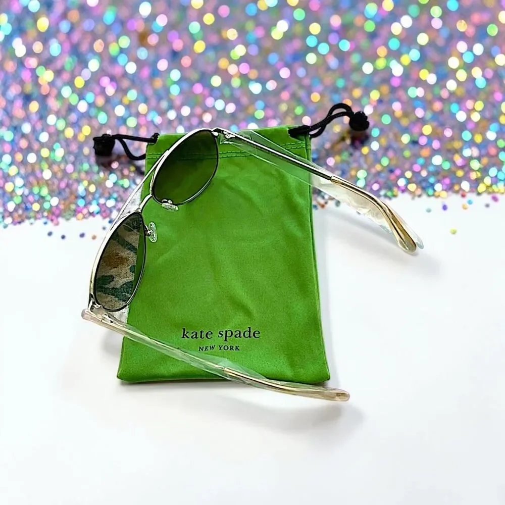 Kate Spade Women's Emmaline/S J5GHA Gold Aviator Sunglasses NEW IN BAG 57mm