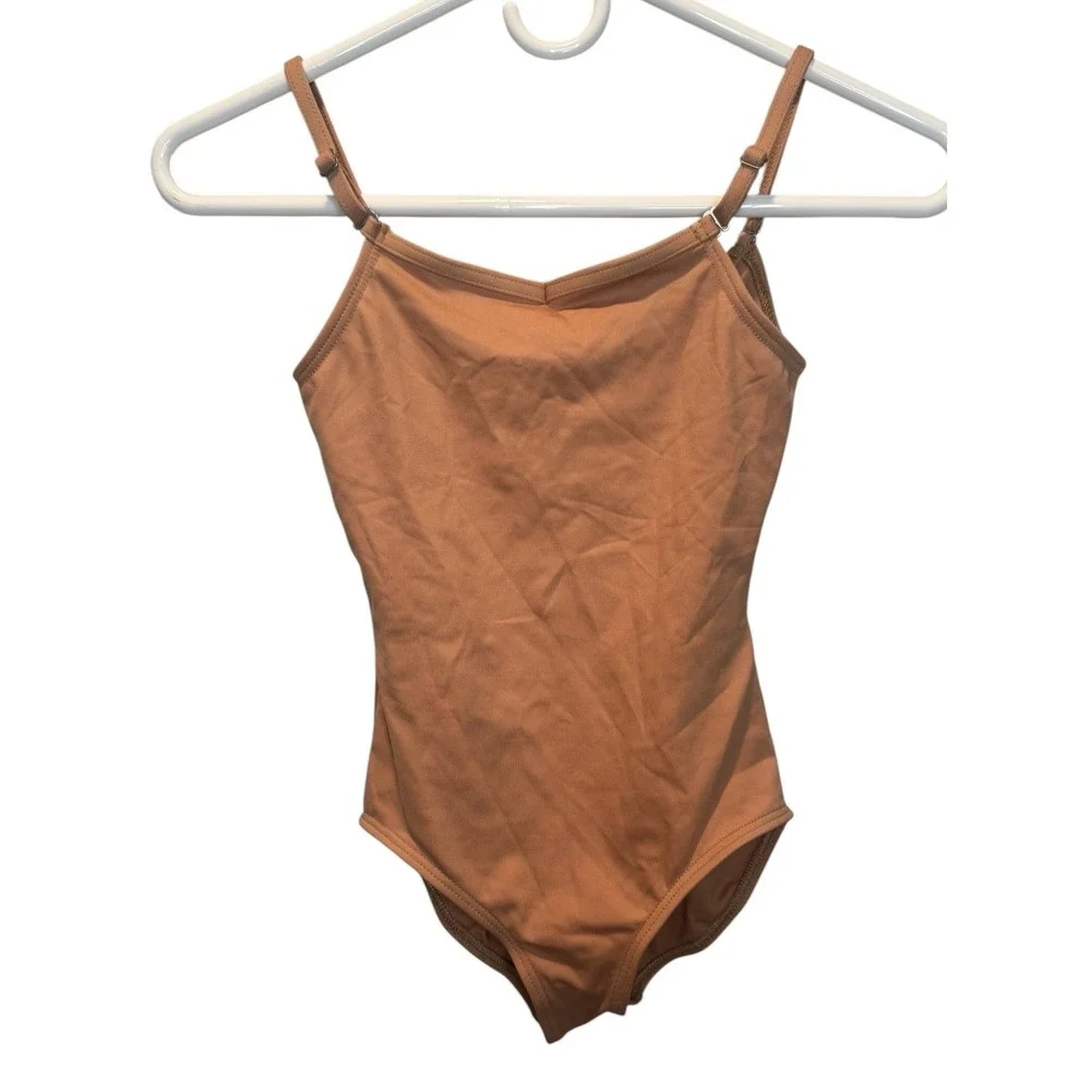 Capezio Kids Tan Nude Cami Leotard Adjustable Straps TB1420C Medium NEW