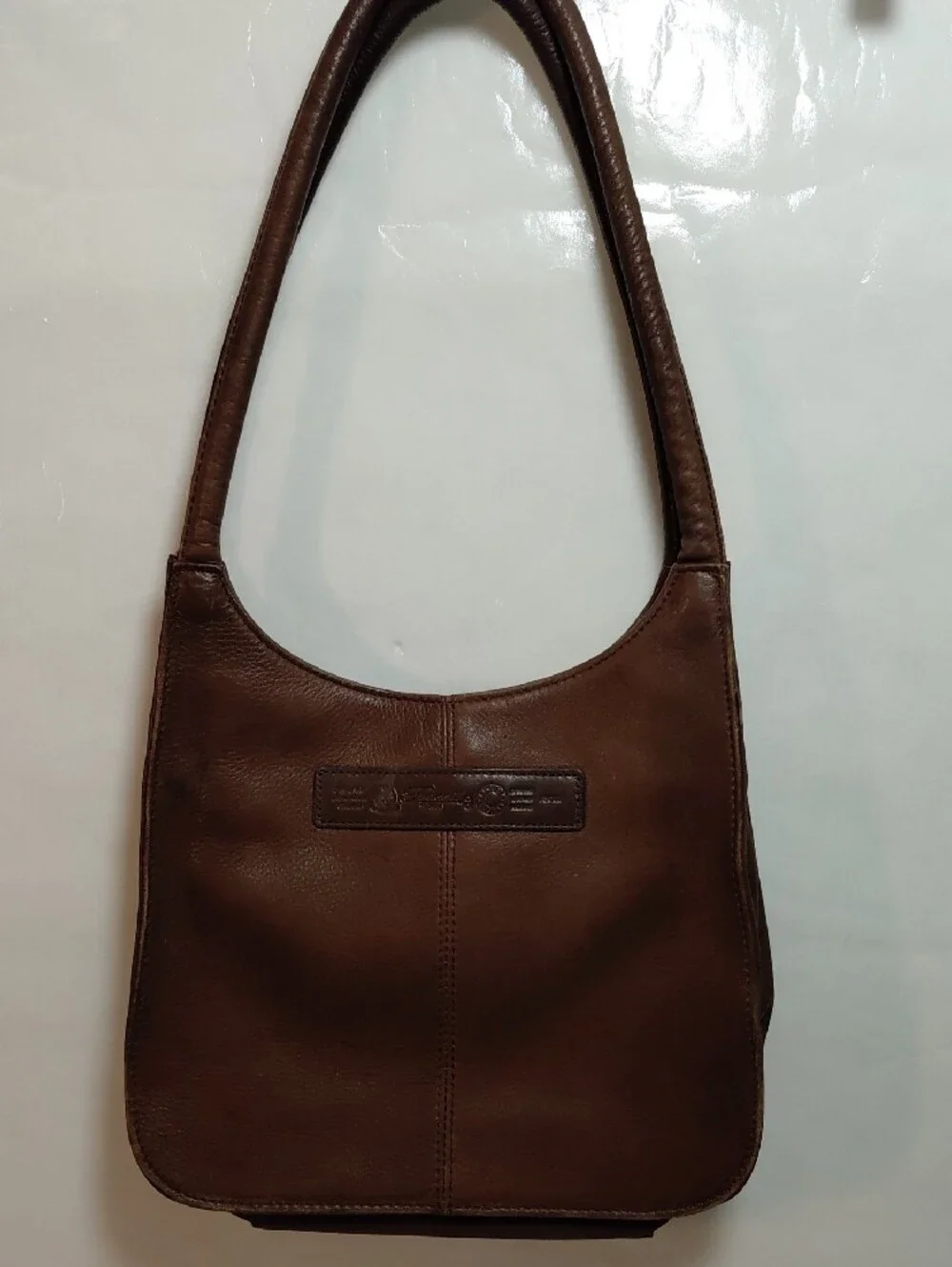 Fossil Chocolate Brown Pebbled Leather Hobo Shoulder Bag. Double Handles W/ Key