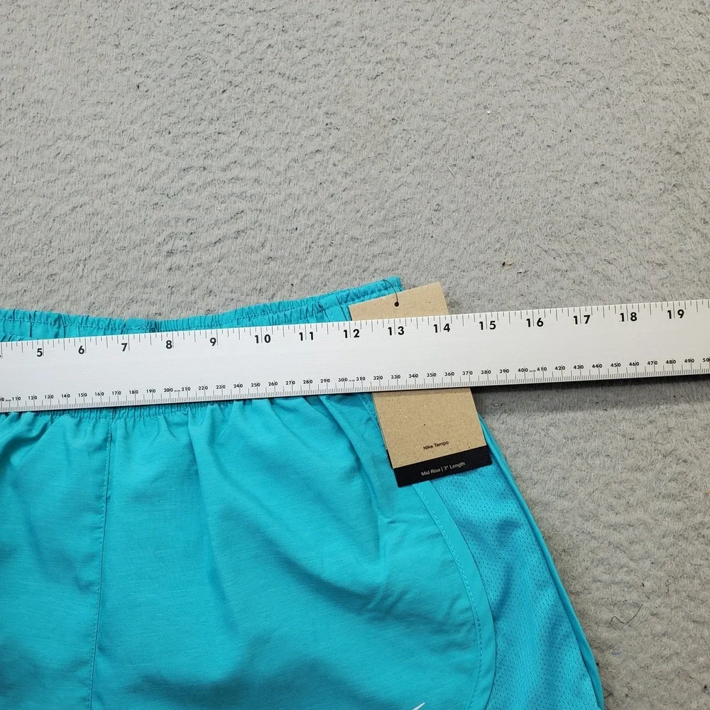 Nike Tempo Shorts Womens S Blue Lined Dri-Fit Mid Rise Elastic Waist Swoosh Logo
