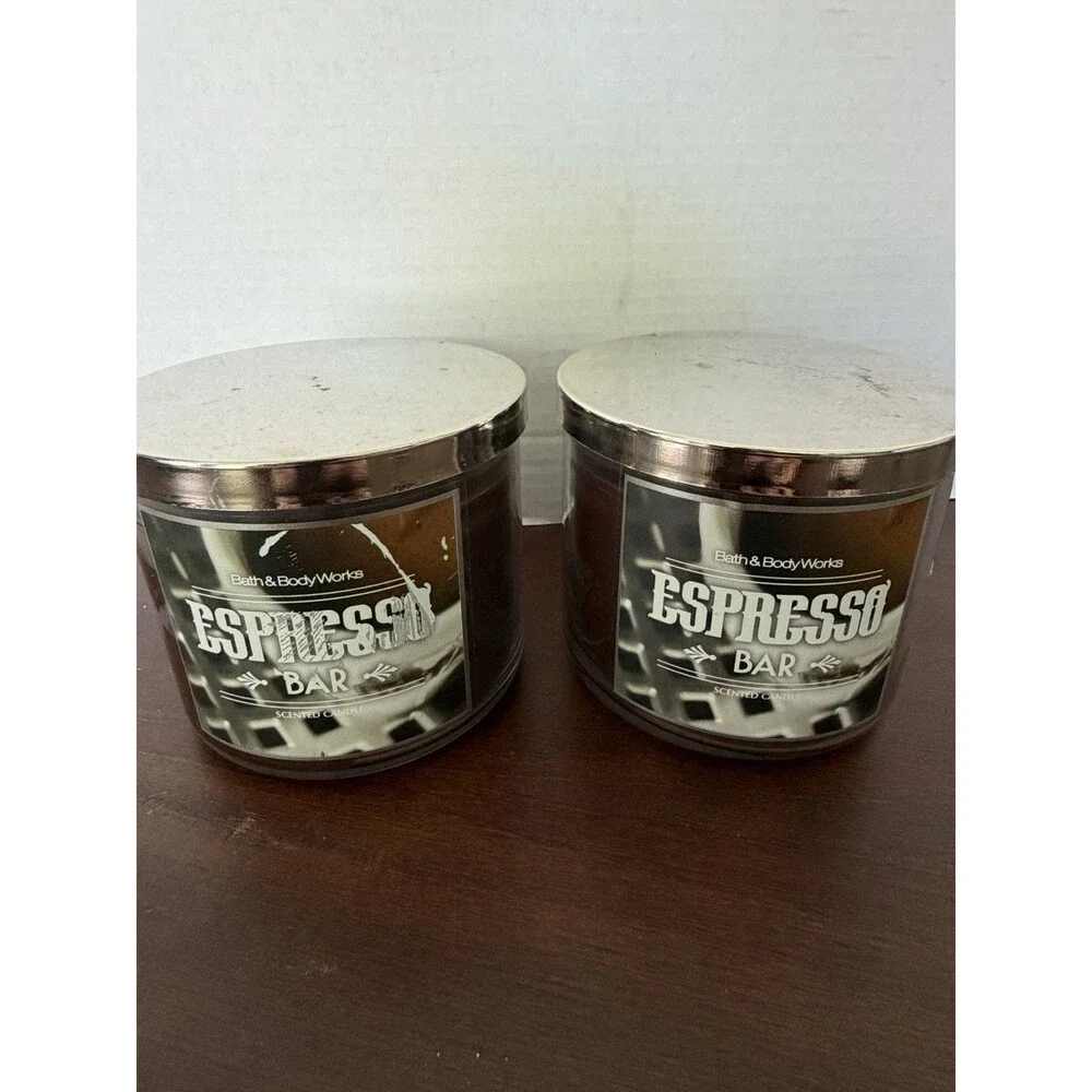 2 ~ Espresso Bar Bath & Body Works 3 wick 14.5 oz Candles ~ *see pictures NOS