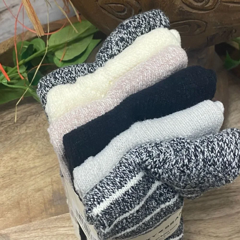 6 Pair Lucky Brand Super Soft Boot Sock for Women's Shoe Size 5-10 Black Gray