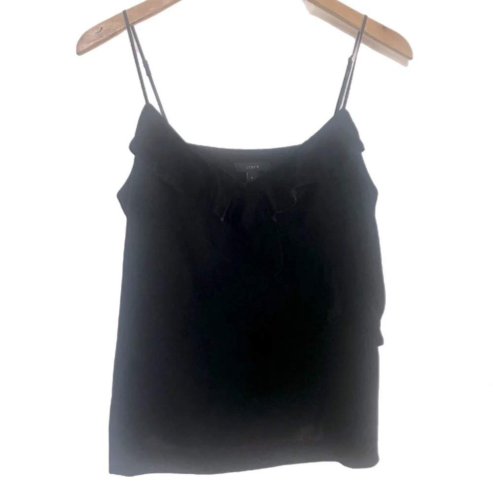 J. Crew Like New Black Ruffled Cami Size 6