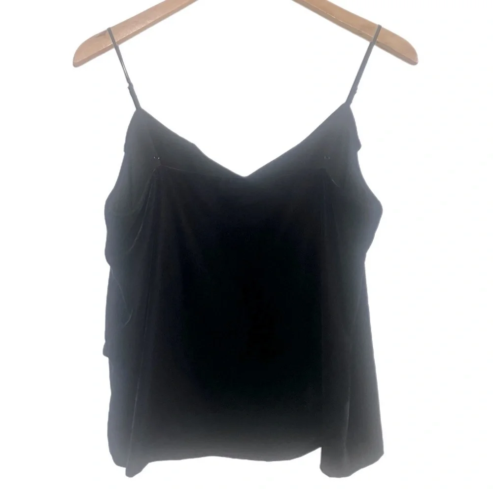 J. Crew Like New Black Ruffled Cami Size 6