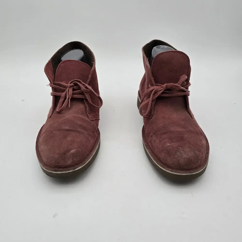 Clarks Boots Mens 9.5 Red Leather Desert Chukka Bootie Lace Up Ankle