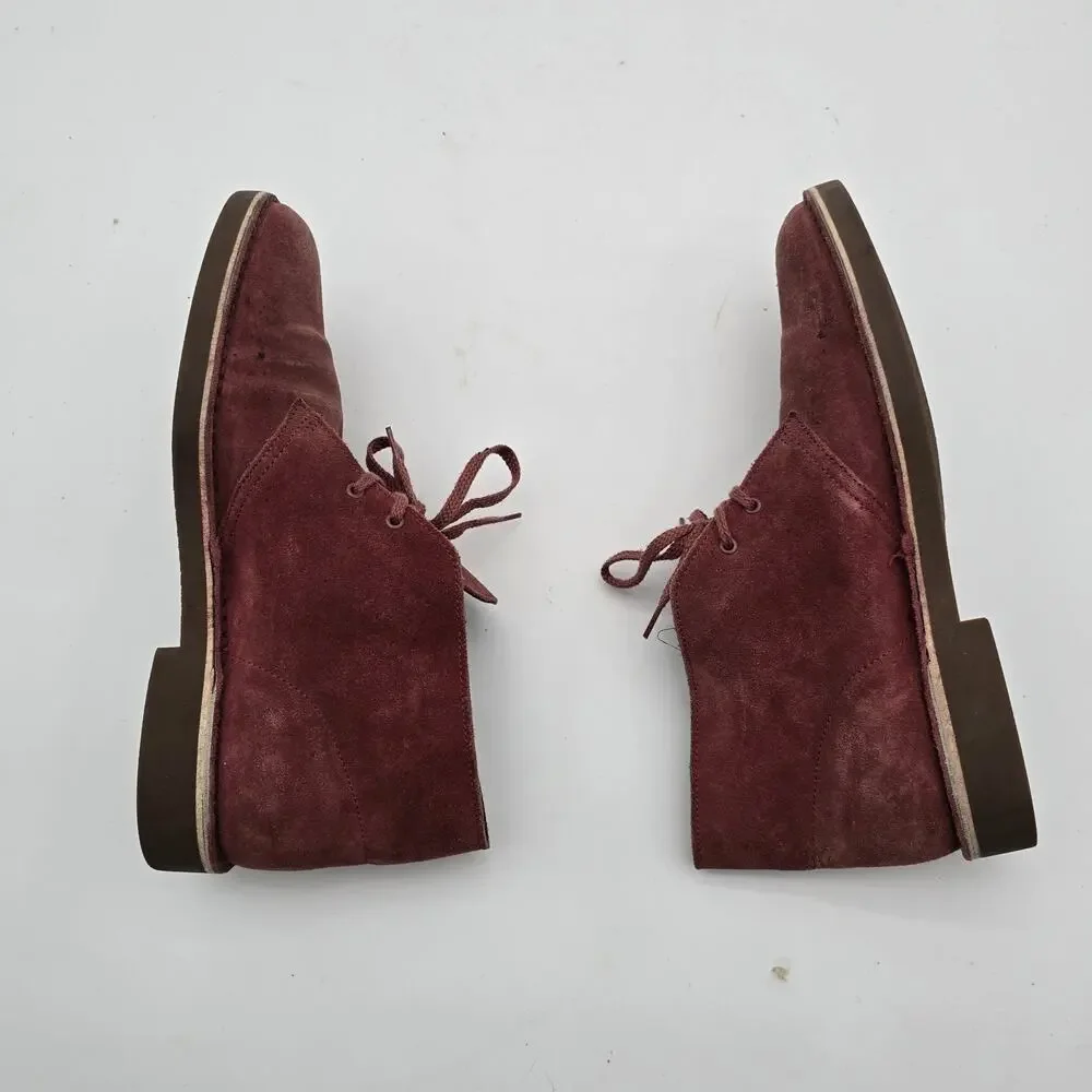 Clarks Boots Mens 9.5 Red Leather Desert Chukka Bootie Lace Up Ankle