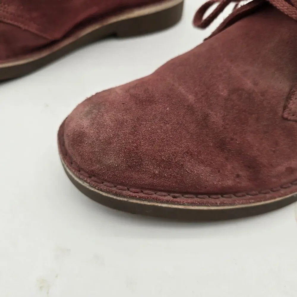 Clarks Boots Mens 9.5 Red Leather Desert Chukka Bootie Lace Up Ankle