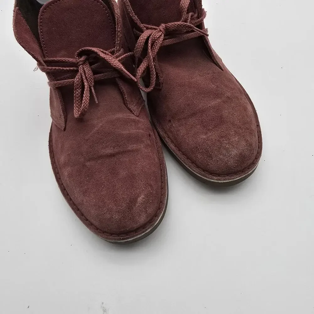 Clarks Boots Mens 9.5 Red Leather Desert Chukka Bootie Lace Up Ankle