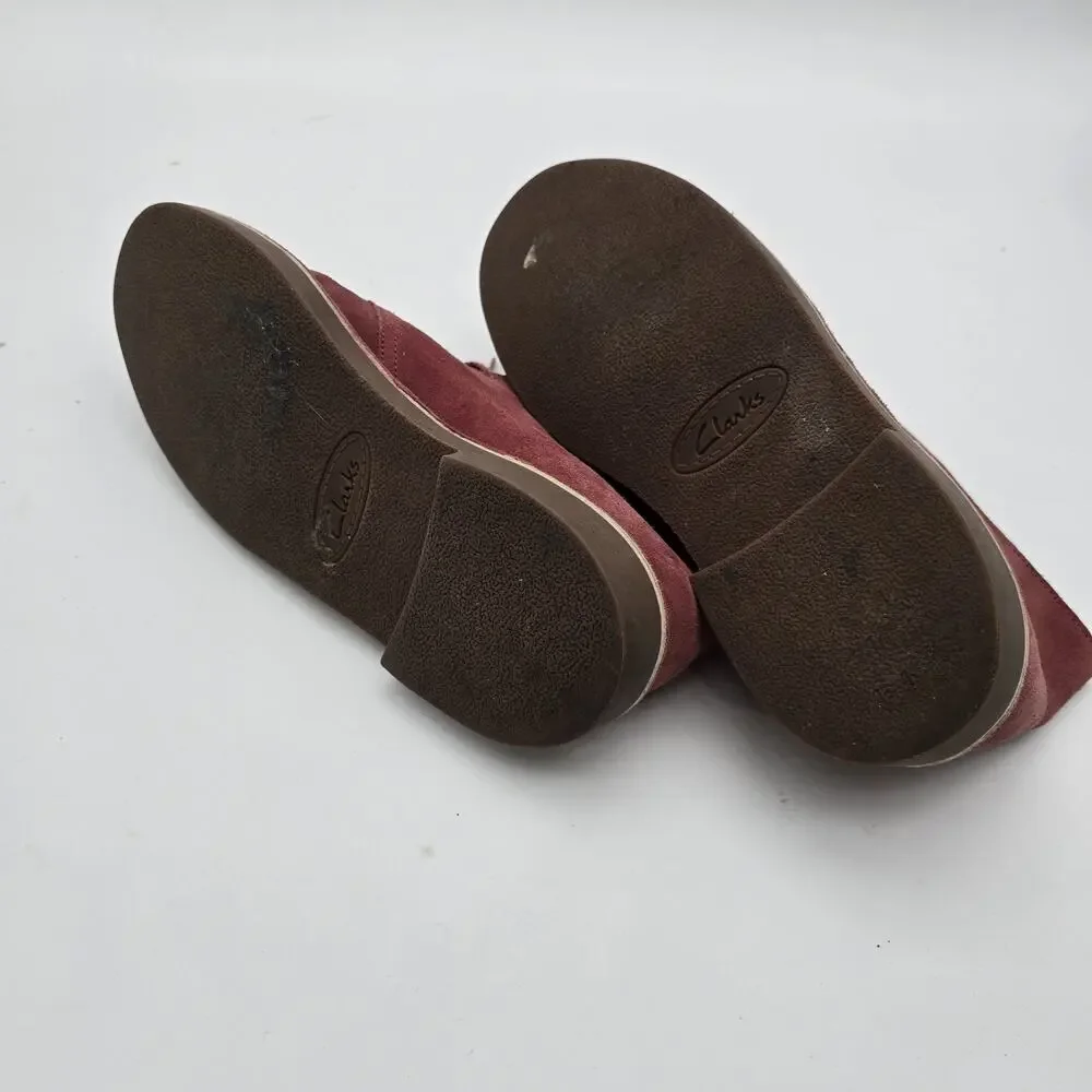 Clarks Boots Mens 9.5 Red Leather Desert Chukka Bootie Lace Up Ankle