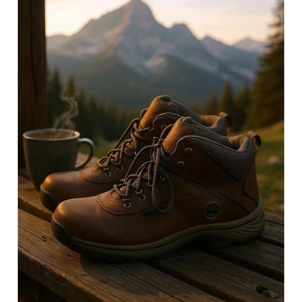 Timberland White Ledge Mid Hiking Boot Men's Brown Leather Waterproof - 12