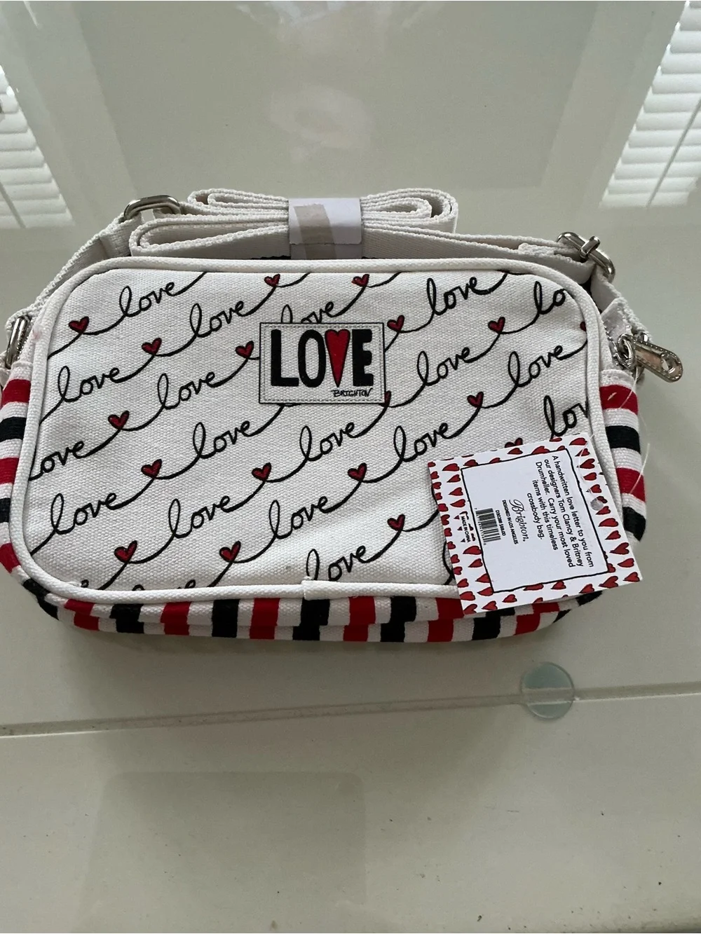 Brighton love  Crossbody Bag with Red & Black Love Script