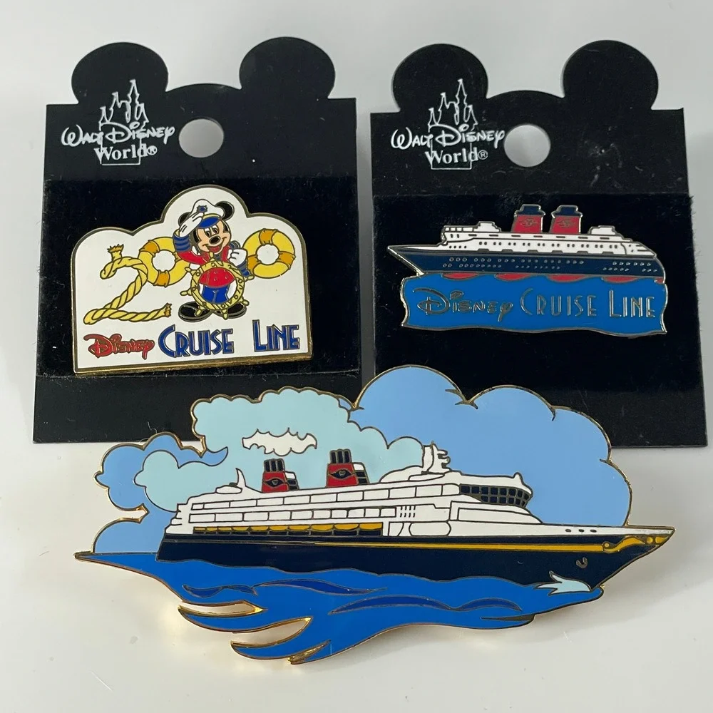Disney Cruise Line Pin Lot Mickey Mouse 2000 Ship Logo Enamel Trading Pins 3pc