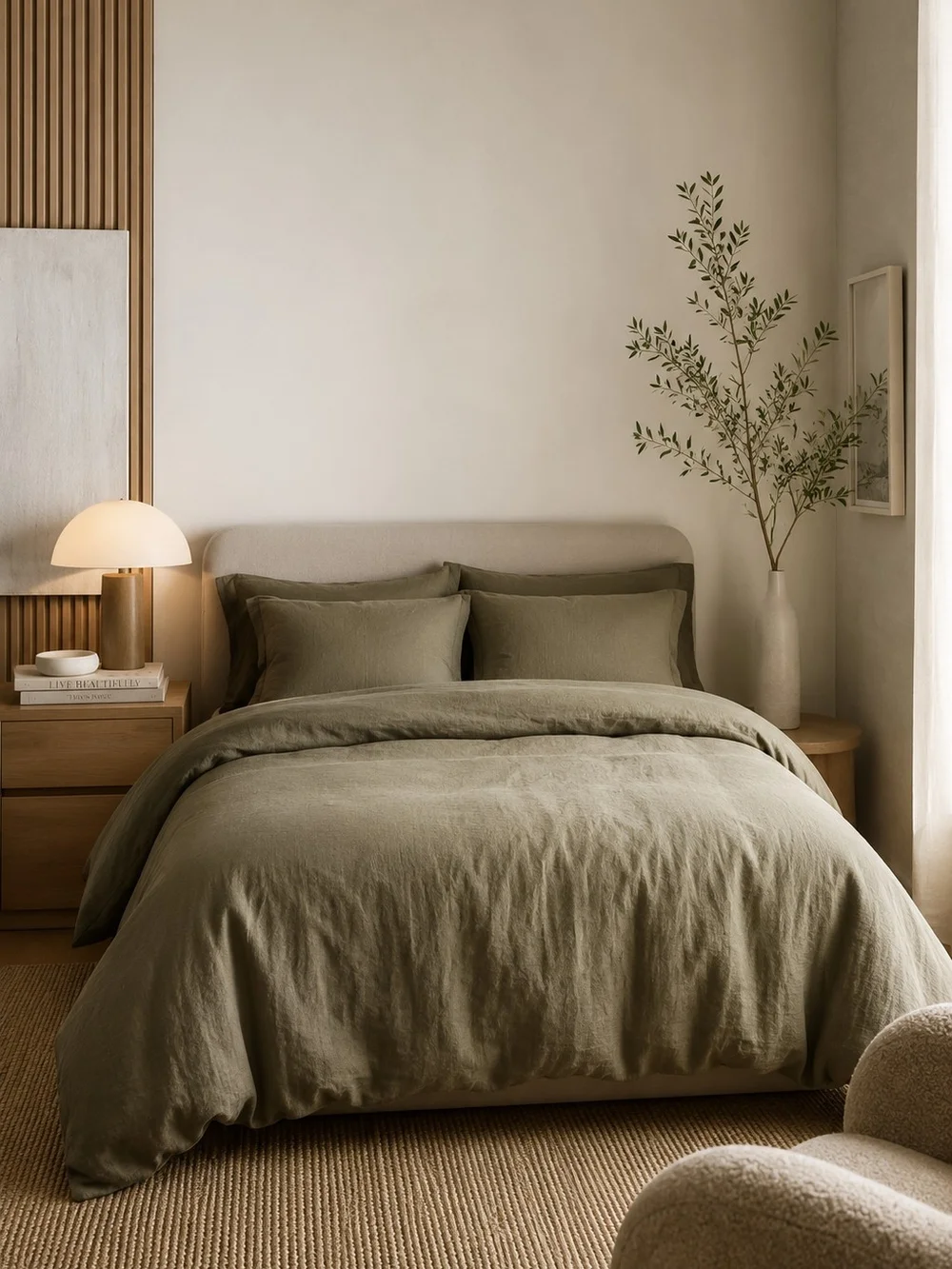 Quince European Linen Duvet Cover King/Cal King Dusty Olive NWOT