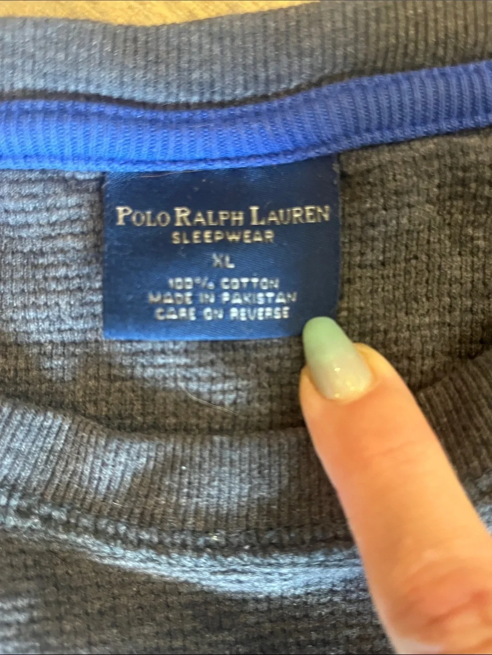 Polo by Ralph Lauren Dark Charcoal Long Sleeve Crewneck with Blue Polo Logo