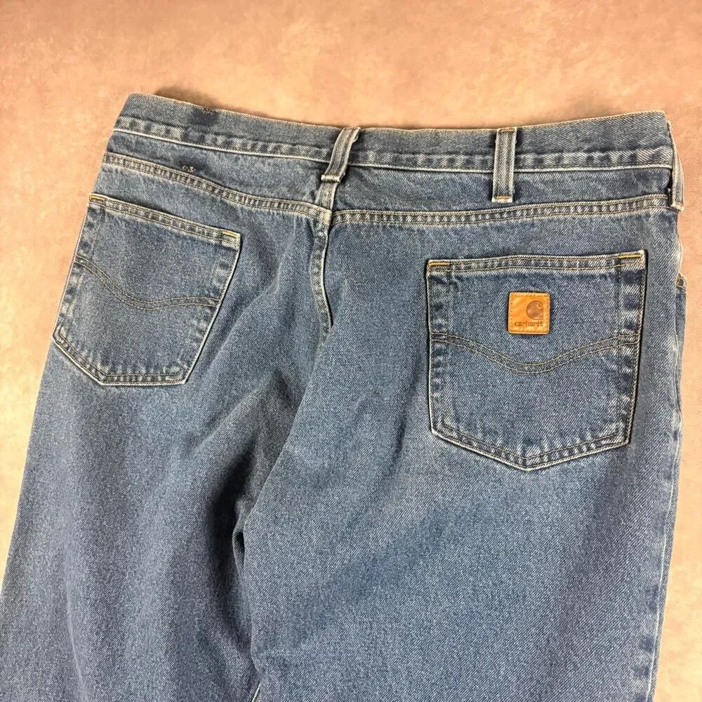 carhartt relaxed fit mid wash blue jeans