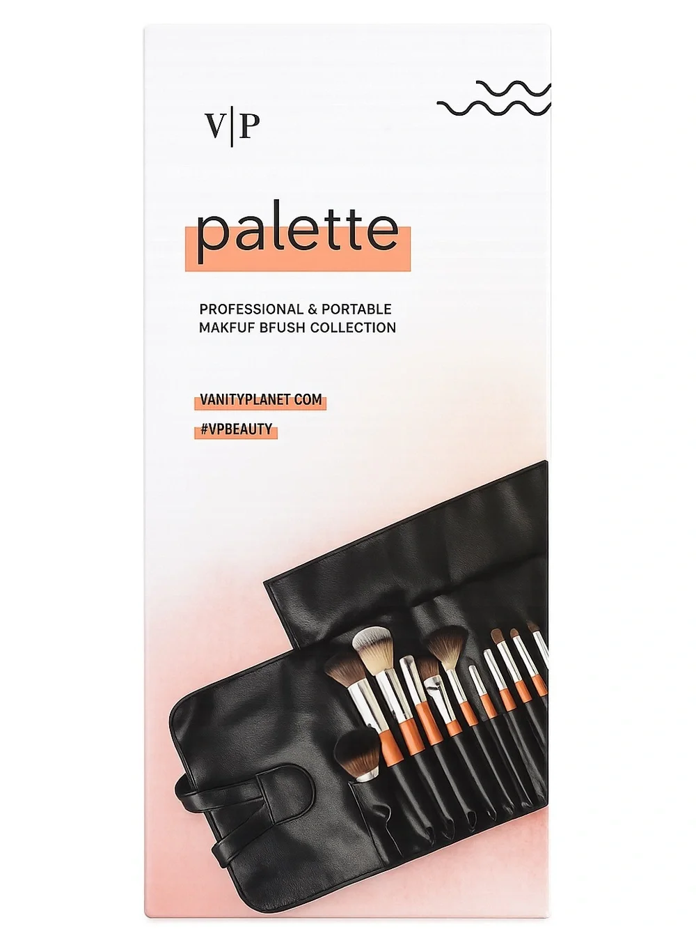 VP Palette 12-Piece Makeup Brush Set in Black and Peach