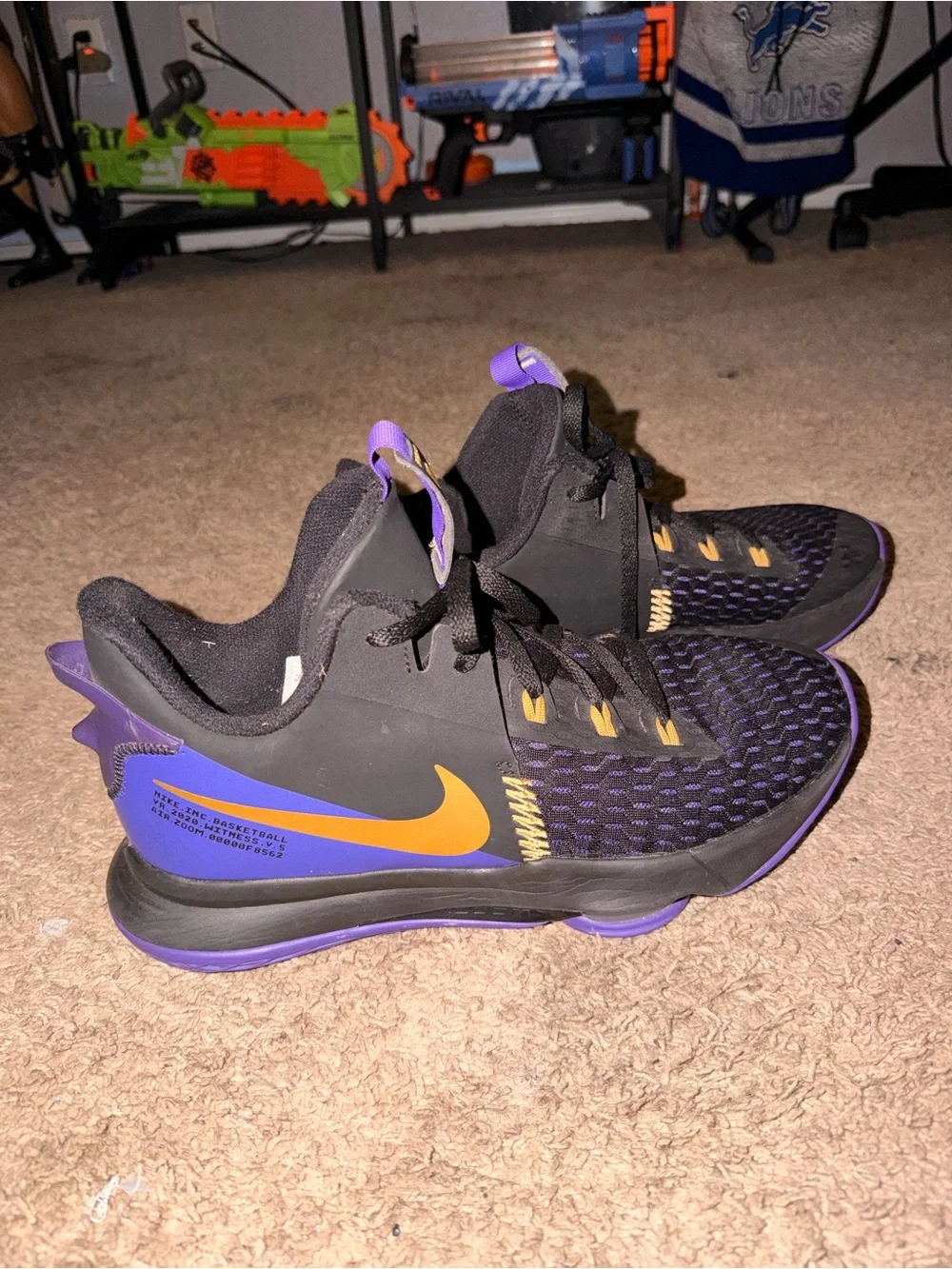 Nike adult Black, Purple & Orange Basketball Sneakers