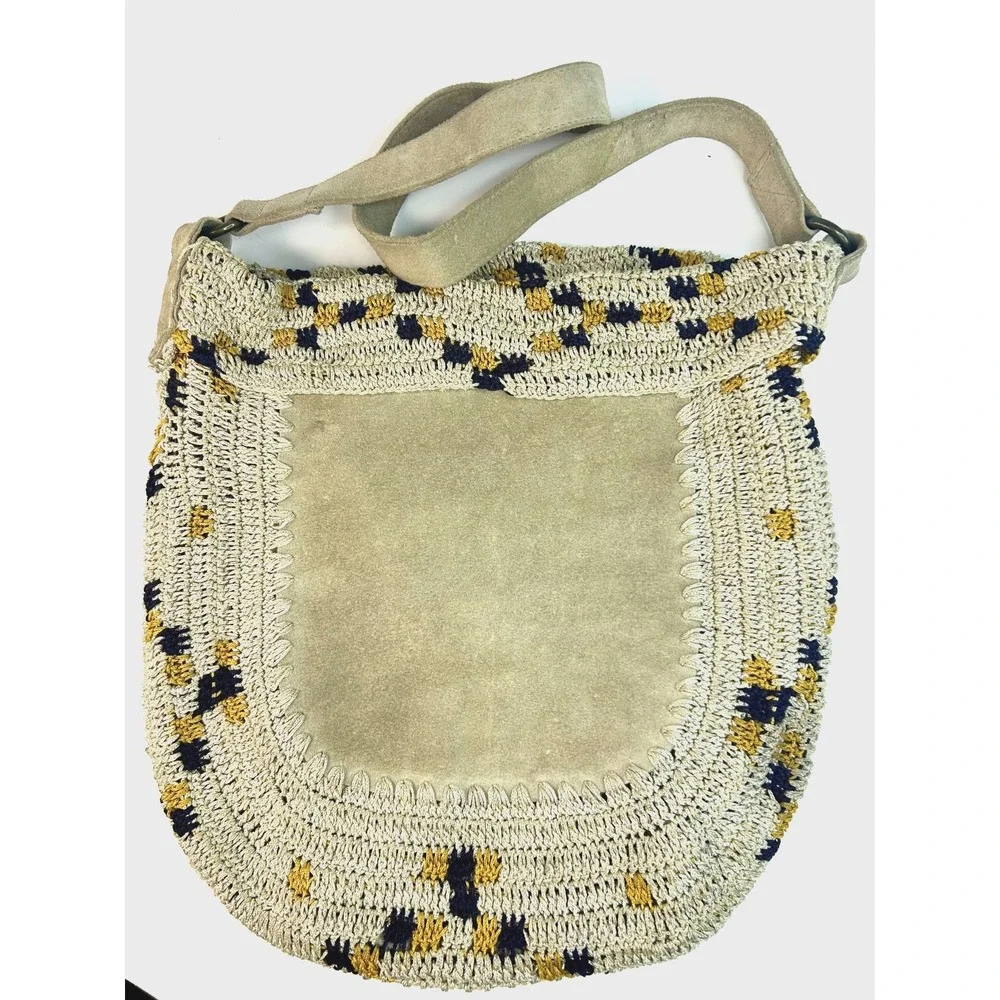 Jasper & Jeera Dauphine Hobo Bag Medium Gray Suede Crochet Cross Body $148