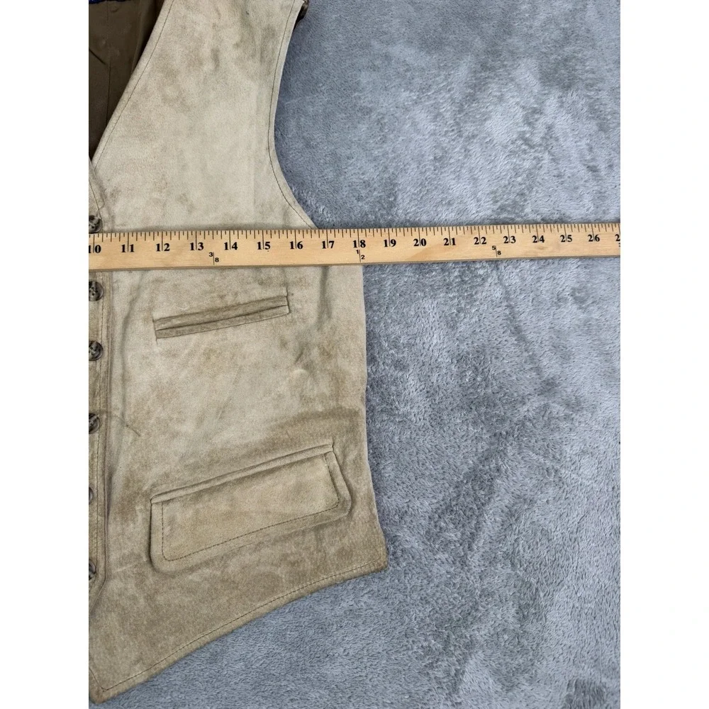 Vintage Brooks Brothers Suede Leather Vest Men's Size Medium Beige